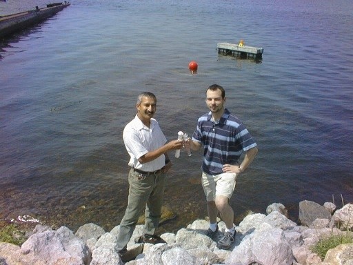 Bopi Biddanda and Dan Kroll along the Muskegon Lake shoreline